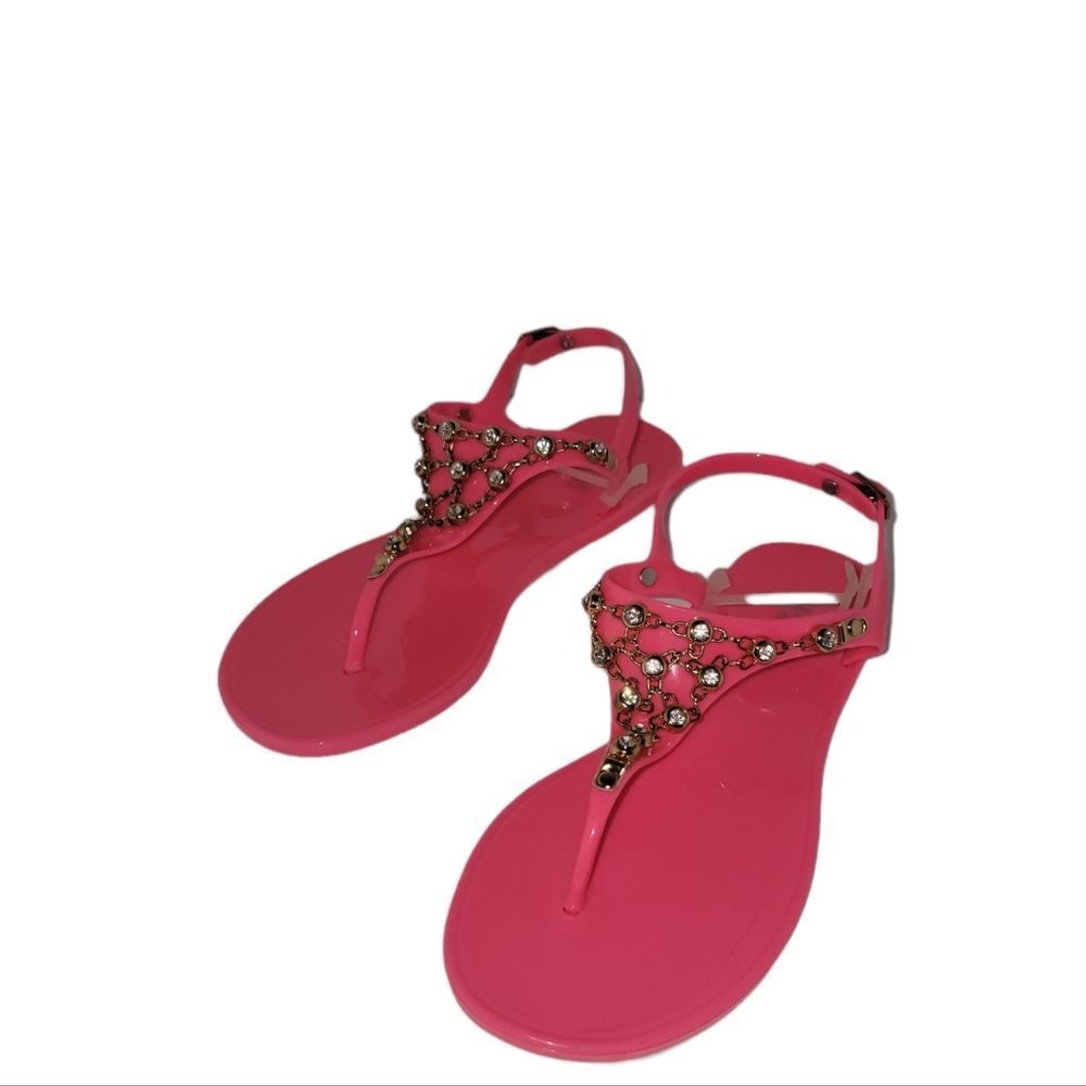 H2K Hot Pink Bling Thong Slingback Sandal Size 6
